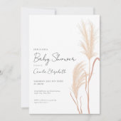 Modern Script Boho Pampas Grass Baby Shower Einladung (Vorderseite)