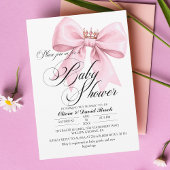 Modern Script Bow Pink Baby Shower Einladung