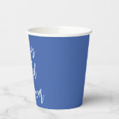 Modern Script Brautparty Custom French Blue Pappbecher (Links)