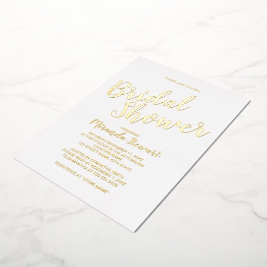 Modern Script Brautparty Gold Folieneinladung (Gedreht)