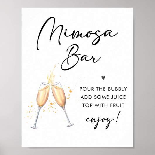 Modern Script Brautparty Mimosa Bar Sign Poster (Vorne)