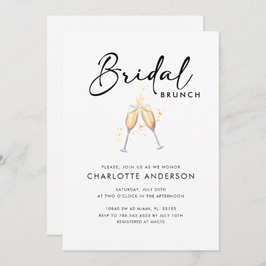 Modern Script Bridal Brunch Invitation Einladung (Vorne/Hinten)