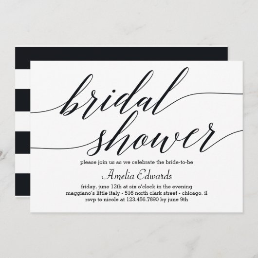 Modern Script Bridal Dusche Einladung (Vorne/Hinten)