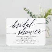 Modern Script Bridal Dusche Einladung (Stehend Vorderseite)
