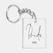 Modern Script Bride Future Frau Name Schlüsselanhänger (Vorderseite links)