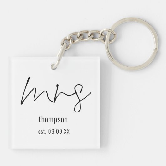 Modern Script Bride Future Frau Name Schlüsselanhänger (Rückseite)