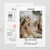 Modern Script Bridesmaid Proposal Photo Card Einladung (Vorne/Hinten)