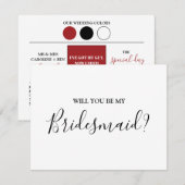 Modern Script Bridesmaid Vorschlag Card Einladung (Vorne/Hinten)