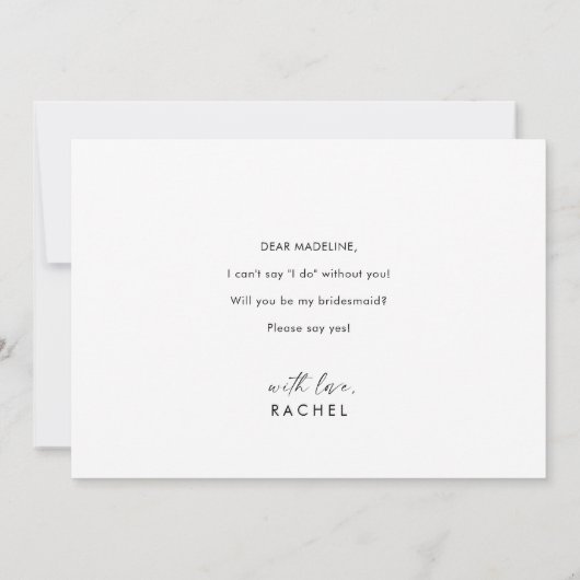 Modern Script Bridesmaid Vorschlag Card Einladung (Rückseite)