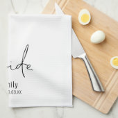 Modern Script Bridge Name Date Keepake Geschirrtuch (Viertel Falte)
