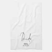 Modern Script Bridge Name Date Keepake Geschirrtuch (Vertikal)