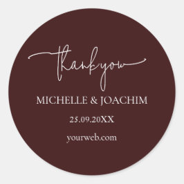 Modern Script Burgundy Mauve Runder Aufkleber