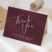 Modern Script Burgundy Wedding Vielen Dank Karte