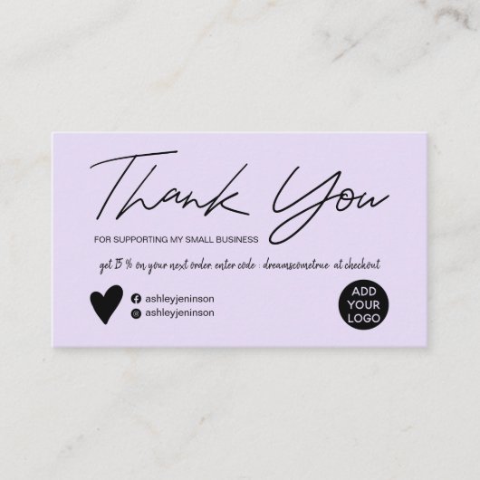 Modern Script Bürstenpuffer Auftrag Vielen Dank Visitenkarte (Vorderseite)