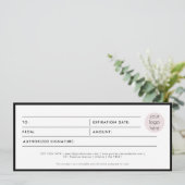 Modern Script Business Gift Certificate Voucher (Stehend Vorderseite)