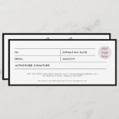 Modern Script Business Gift Certificate Voucher (Vorne/Hinten)