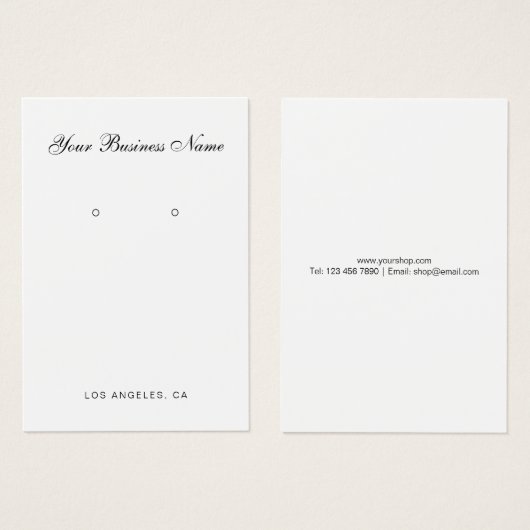Modern Script Business Name Earring Holder Cards (Vorne & Hinten)