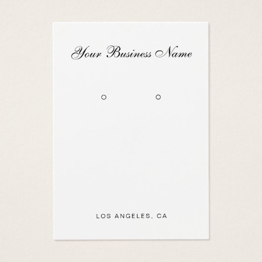Modern Script Business Name Earring Holder Cards (Vorderseite)