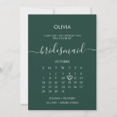 Modern Script Calendar Bridesmaid Emerald Vorschla Einladung (Vorderseite)