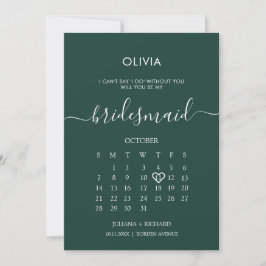 Modern Script Calendar Bridesmaid Emerald Vorschla Einladung