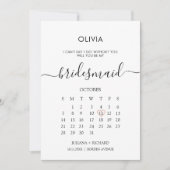 Modern Script Calendar Bridesmaid Vorschlag Einladung (Vorderseite)