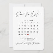 Modern Script Calendar Wedding Save the Date Einladung (Vorderseite)
