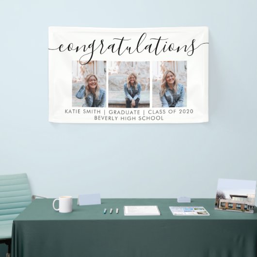 Modern Script Calligraphy 3 Foto Abschluss Banner (Messeveranstaltung)