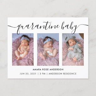 Modern Script Calligraphy 3 Foto Birth Einladungspostkarte