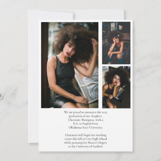 Modern Script Calligraphy 4 Foto Abschluss Ankündigung (Rückseite)