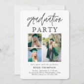 Modern Script Calligraphy Drei Foto Abschluss Einladung (Vorderseite)