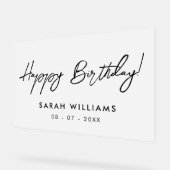 Modern Script Calligraphy Happy Birthday Mattiert Acrylschild (Winkel)