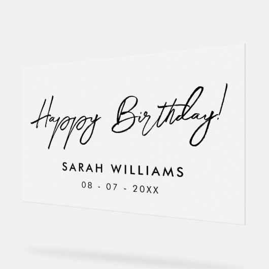 Modern Script Calligraphy Happy Birthday Mattiert Acrylschild (Winkel)