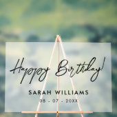 Modern Script Calligraphy Happy Birthday Mattiert Acrylschild (Neutral)