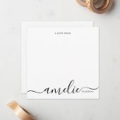 Modern Script Calligraphy Monogram Blush Pink Mitteilungskarte (Vorderseite/Rückseite Beispiel)