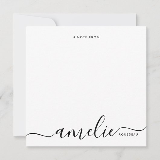 Modern Script Calligraphy Monogram Blush Pink Mitteilungskarte (Vorderseite)