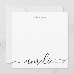 Modern Script Calligraphy Monogram Blush Pink Mitteilungskarte