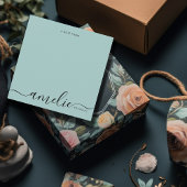 Modern Script Calligraphy Monogram Minze Green Mitteilungskarte