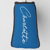 Modern Script Calligraphy Name Simple Bright Blue Golf Headcover (Rotieren 90)