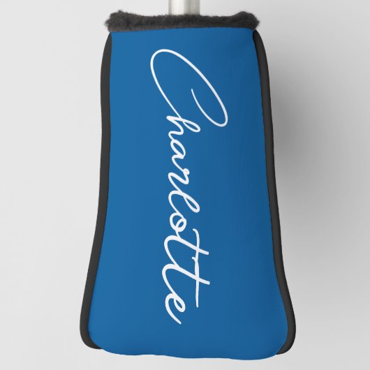 Modern Script Calligraphy Name Simple Bright Blue Golf Headcover (Rotieren 90)