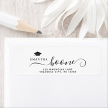 Modern Script Cap graduation return address