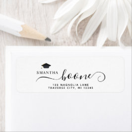 Modern Script Cap graduation return address