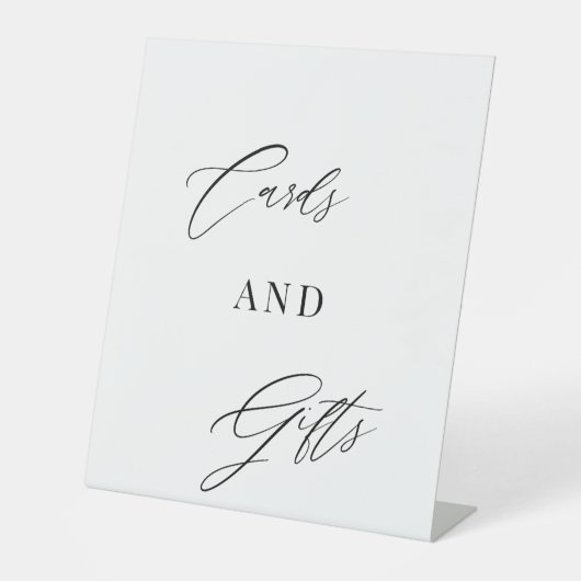 Modern Script | Cards & Gifts Wedding Tabletop Sockelschild (Vorderseite)