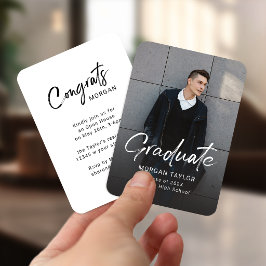 Modern Script Casual Photo Graduation Announcement Begleitkarte