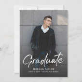 Modern Script Casual Photo Graduation Announcement Einladung (Vorderseite)