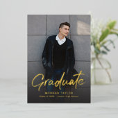 Modern Script Casual Photo Graduation  Folieneinladung (Stehend vorne)