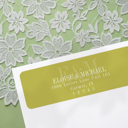 Modern Script Chartreuse Citrus Monogram Wedding