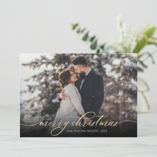 Modern Script Christmas Tree 2 Foto Weihnachten (Stehend Vorderseite)