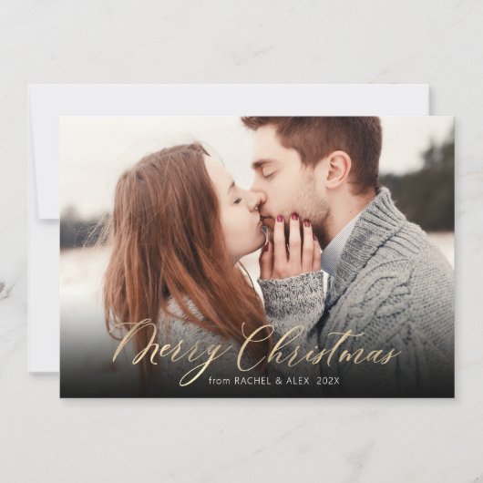 Modern Script Christmas Tree 2 Foto Weihnachten (Vorderseite)