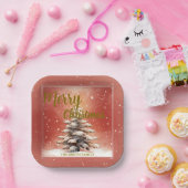 Modern Script Christmas Xmas winter pine tree fore Pappteller (Party)