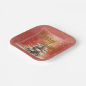 Modern Script Christmas Xmas winter pine tree fore Pappteller (Gewinkelt)